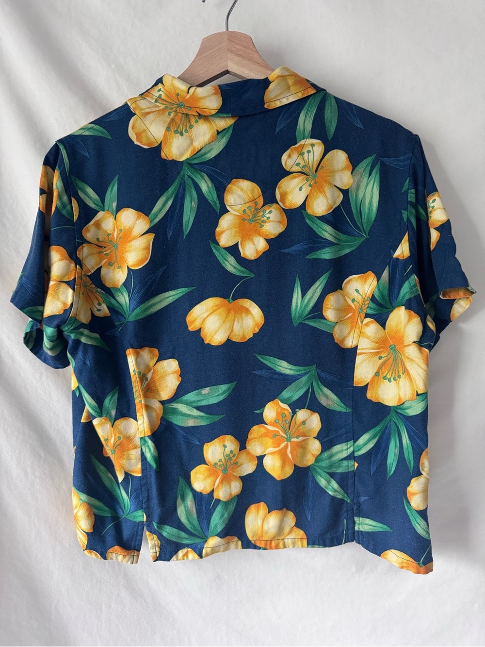 Vintage La Cabana Navy Hibiscus Hawaiian Rayon Camp Shirt Large - Picture 3 of 9